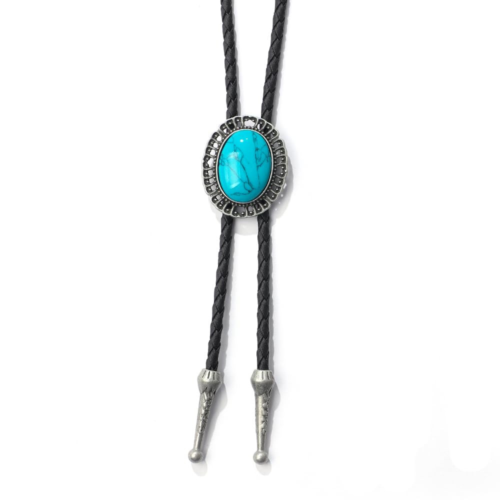 AZORA Western Cowboy Bolo Tie Men Leather Necktie Leather Cord Turquoise Stone Bolo Ties for Men ... | Amazon (US)