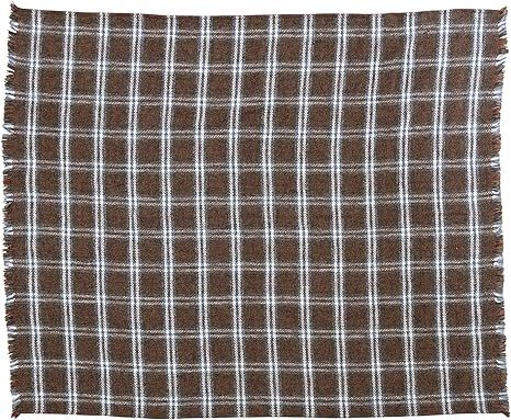 Creative Co-Op Fabric Blend Blanket with Fringe, Brown Plaid Throws, 60" L x 50" W x 0" H, Multic... | Amazon (US)