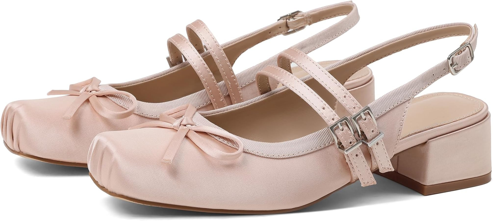 Slingback Ballet Flats Satin Mary Jane Shoes Womens Pumps | Amazon (US)