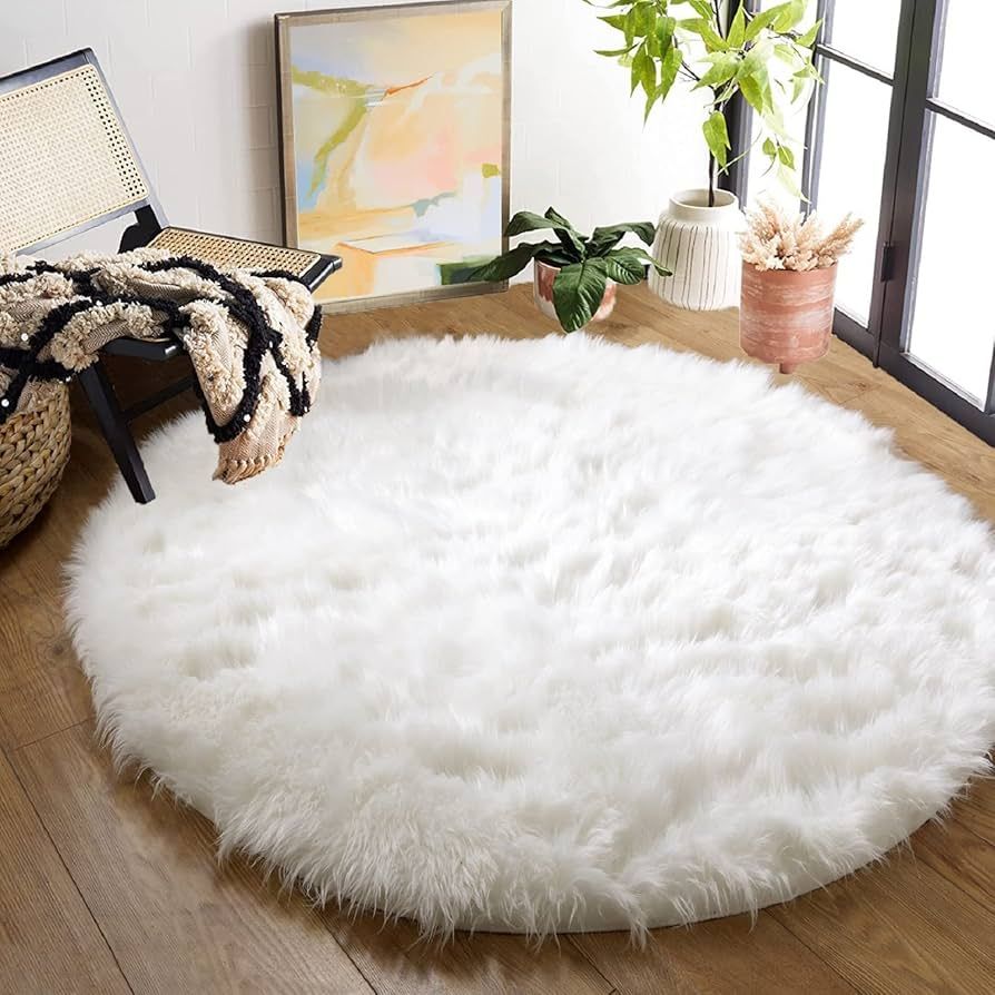 ORINOVA White Round Rugs 6.6ft Large Faux Sheepskin Washable Fur Area Rugs for Living Room Circle... | Amazon (US)
