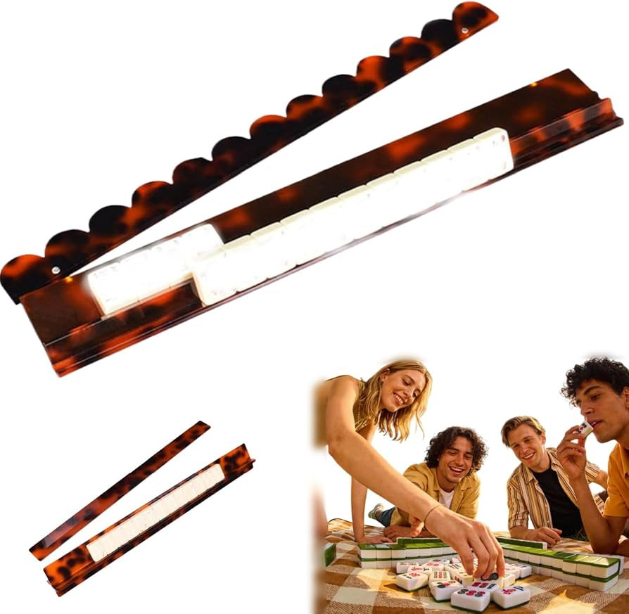 Tortoise Shell Acrylic Mahjong Rack Set with Fully Detachable Magnetic Pushers, 20 Inch Extended ... | Amazon (US)