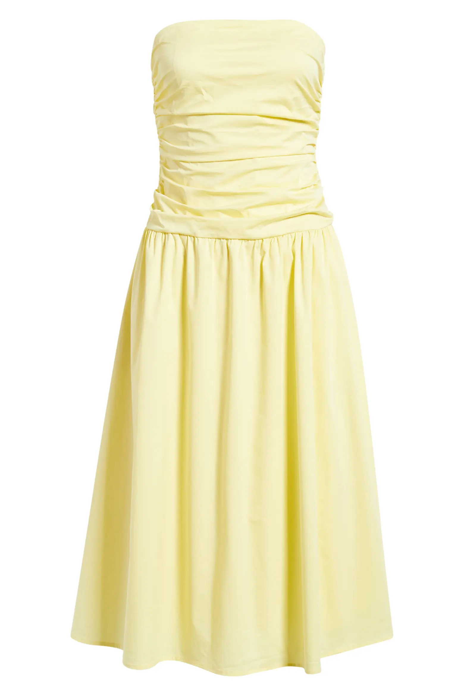 Molly Ruched Bodice Strapless A-Line Midi Dress (Women) | Nordstrom | Nordstrom