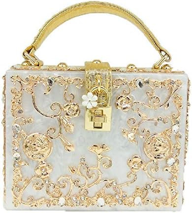 Boutique De FGG Acrylic & Flower Designer Shoulder Bags for Women Crossbody Bag Rhinestones Box T... | Amazon (US)