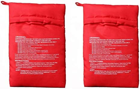 OBTANIM Microwave Potato Bag, 2 Pack of Reusable Microwave Cooker Bag Baked Pouch Potato Bag, Red | Amazon (US)
