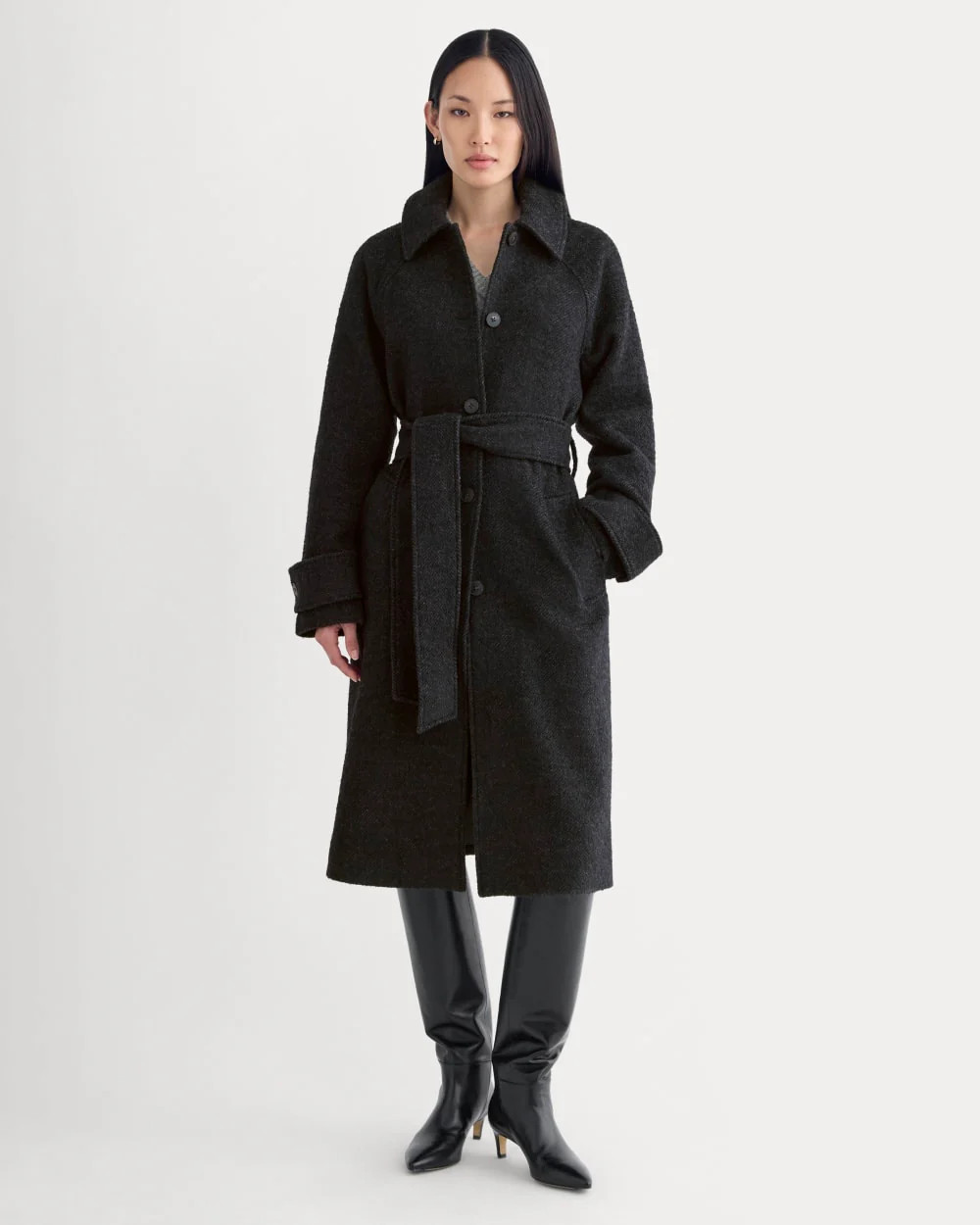 Italian Belted Overcoat | Carbone/Black | Everlane