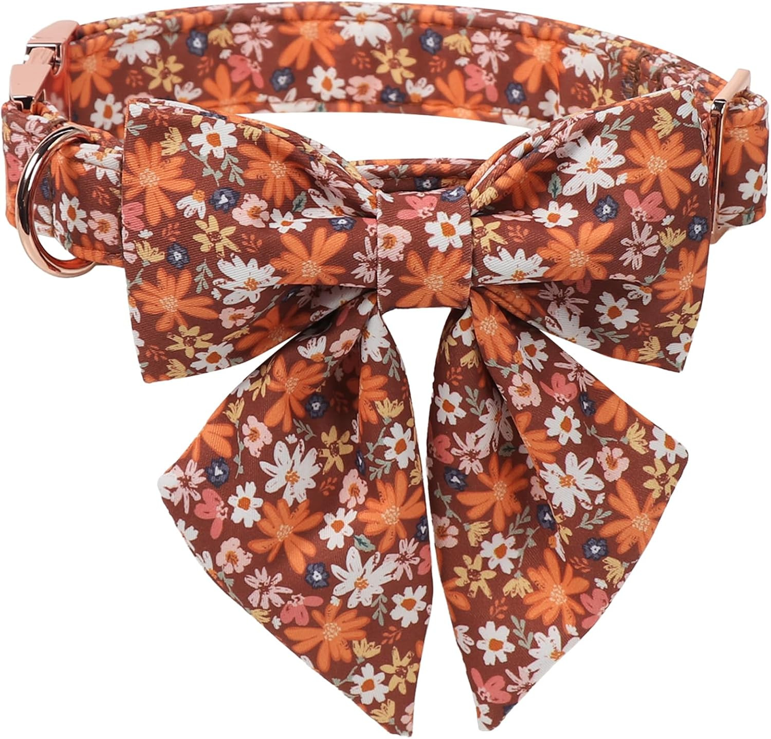 Lionet Paws Floral Dog Collar with Sailor Bow, Fall Groundsel Oxalis Golden-Rod Dog Collar Bow Tie for Dogs, Medium, Neck 13.5-22 inches | Amazon (US)
