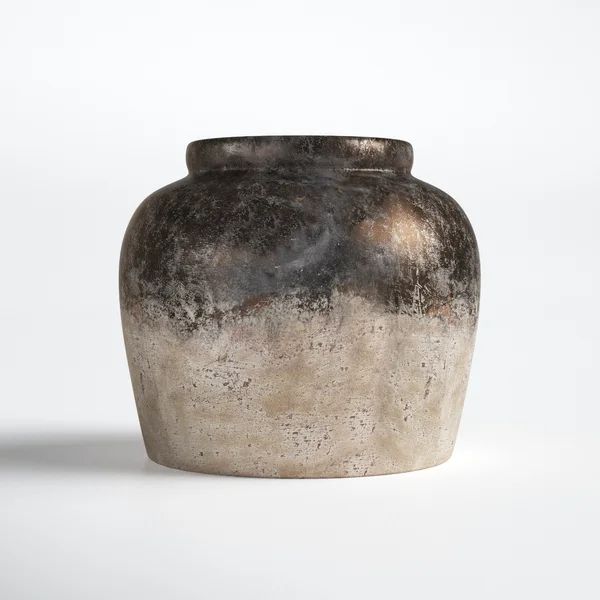 Libra Furlane Distressed Bronze/Cream 11.2" Ceramic Table Vase | Wayfair Professional