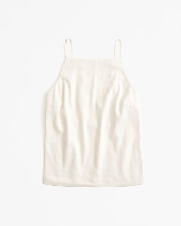 Linen-Blend High-Neck Strappy-Back Set Top | Abercrombie & Fitch (US)