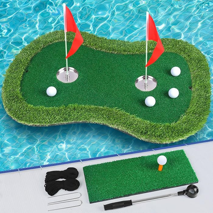 Floating Golf Green for Pool/Lake, Floating Chipping Mat with Ball Retriever & Anti-Drift Ropes -... | Amazon (US)