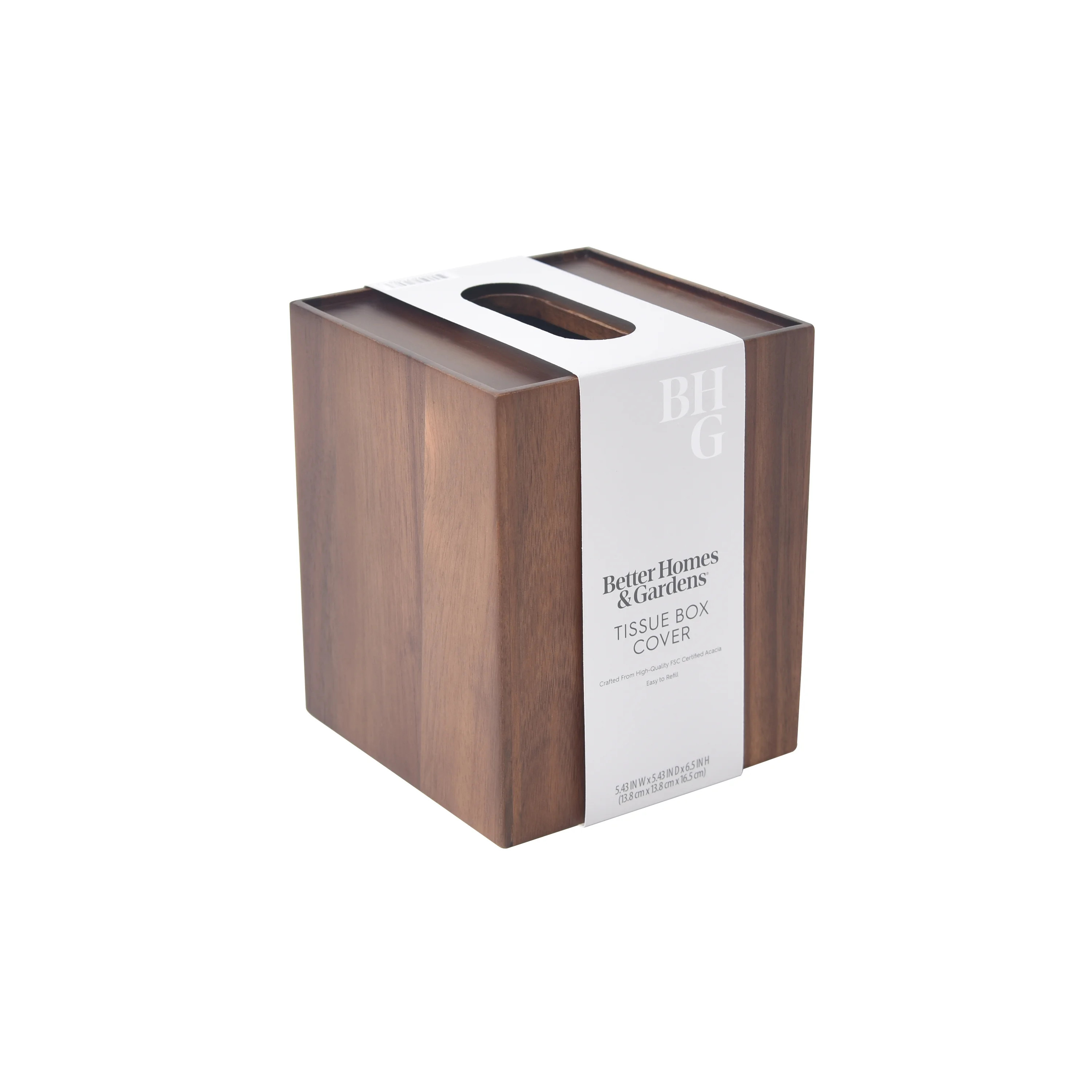 Better Homes & Gardens Acacia Wood Tissue Box Cover | Walmart (US)