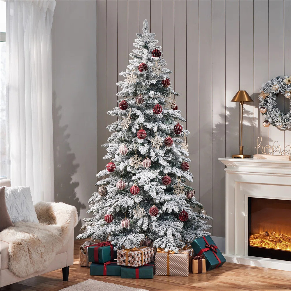 The Holiday Aisle® Pre-lit Snow Flocked Fir Christmas Tree & Reviews | Wayfair | Wayfair North America