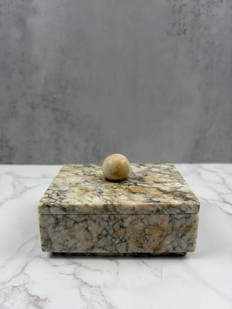 Vintage Marble Trinket Box With Blue Stone Interior \u2013 Decorative Lidded Stone Box - Etsy | Etsy (Global)