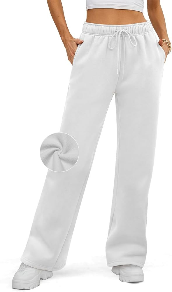 ATHMILE Womens Sweatpants 2024 Baggy Wide Fleece Lined Straight Leg Pants | Amazon (US)