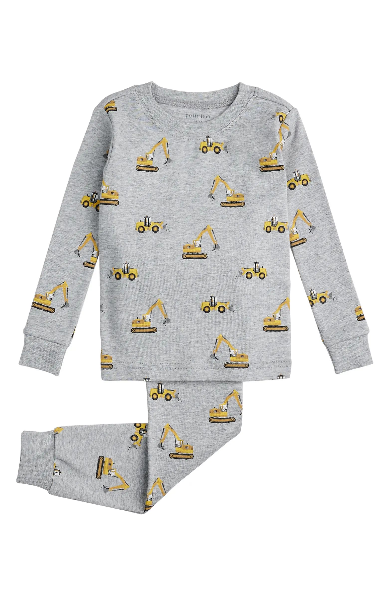 Petit Lem Kids' Diggers Print Organic Cotton Fitted Two-Piece Pajamas | Nordstrom | Nordstrom