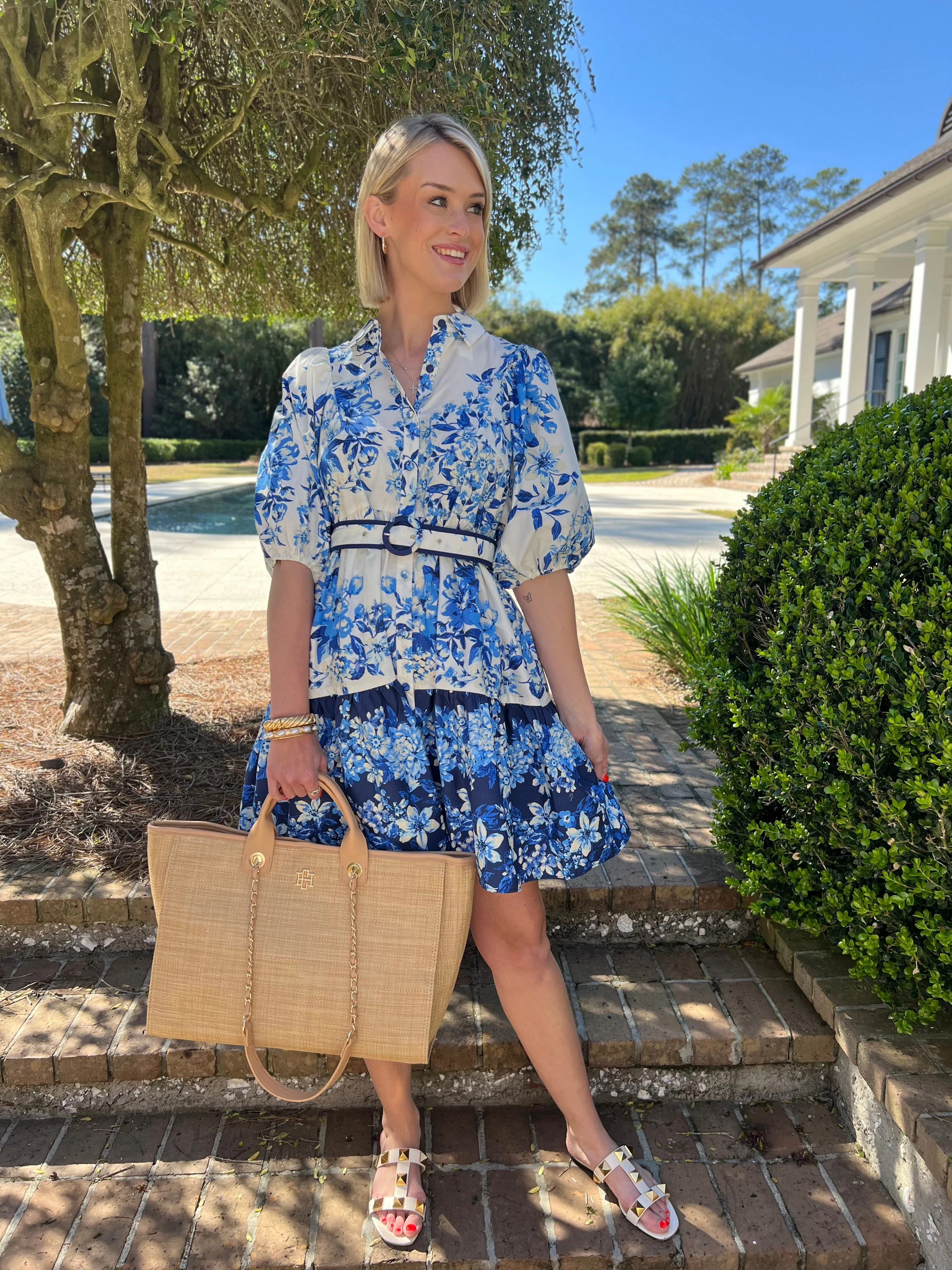 Rozi Blue Floral Dress | Caroline Hill