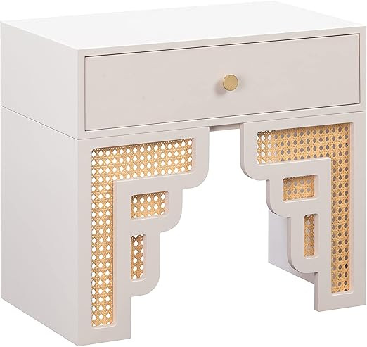Tov Furniture Suzie Cream & Rattan Nightstand | Amazon (US)