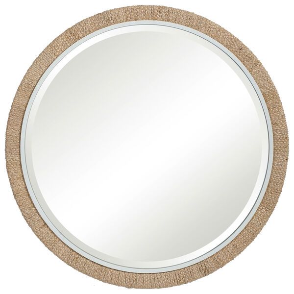 Carbet Matte White 40-Inch Round Rope Mirror | Bellacor