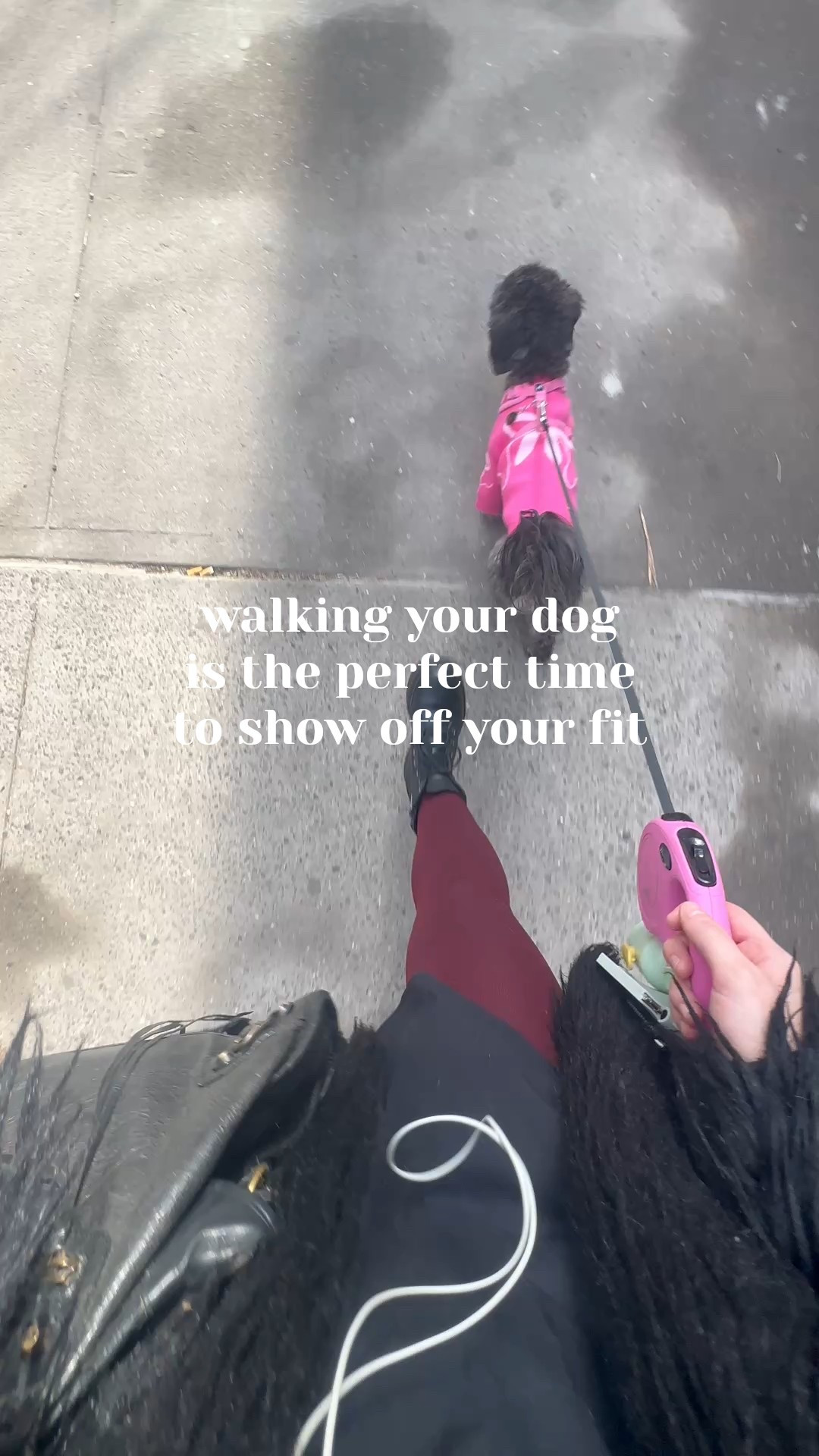 the best casual way to show off good looks is when walking your dog 💖❤️ this burgundy and black look is a favorite of mine. the tights from calzedonia are a cashmere and modal blend, making them warm and stylish.

#LTKOver40 #LTKFindsUnder50 #LTKStyleTip