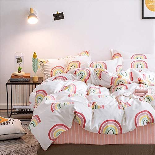 Cotton Rainbow Duvet Cover Set Queen Kids Girls Full Bedding Set Lovely Cartoon Reversible Comforter | Amazon (US)