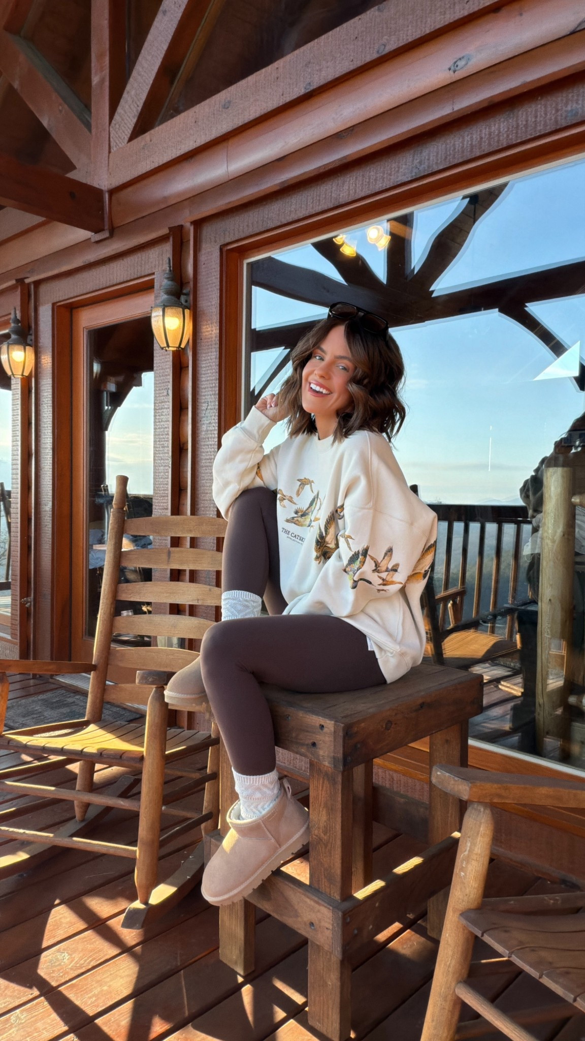 Cozy mountain side, casual outfit of the day

Wearing a medium in top 
Small in leggings
Boots are true to size

#abercrombie #afstyle 

#LTKSaleAlert #LTKdayinmylife #LTKootd