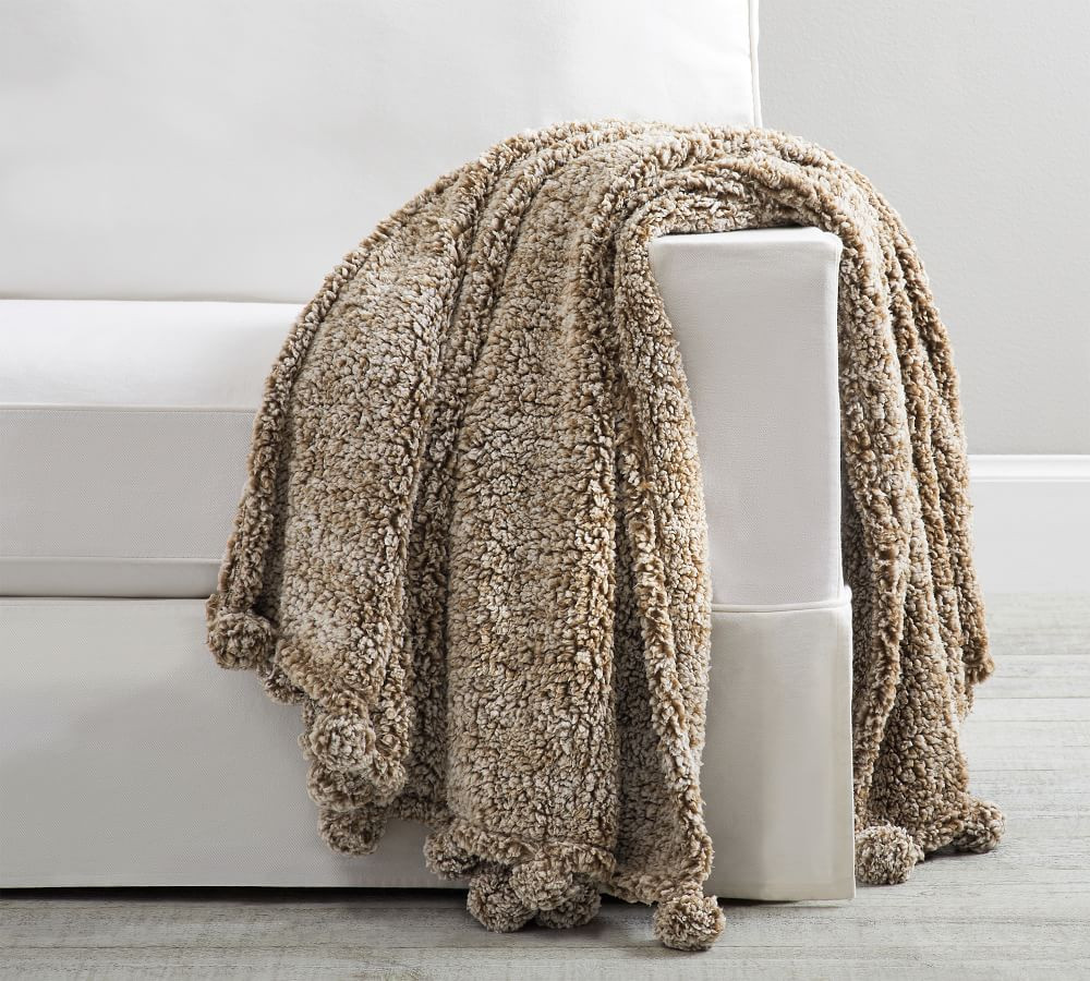 Cozy Pom Pom Sherpa Throws | Pottery Barn (US)