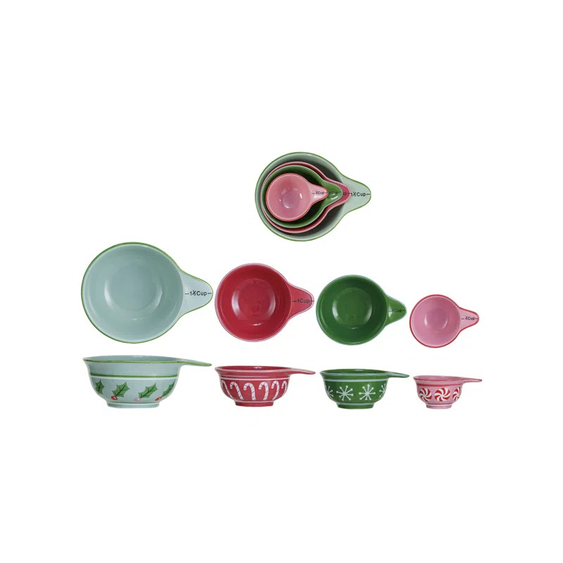 Creative Co-Op Stoneware Measuring Cups With Holiday Pattern | Wayfair | Wayfair North America