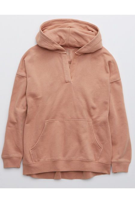 Aerie Happy Henley Hoodie Women's Raw Sienna XXS | American Eagle Outfitters (US & CA)