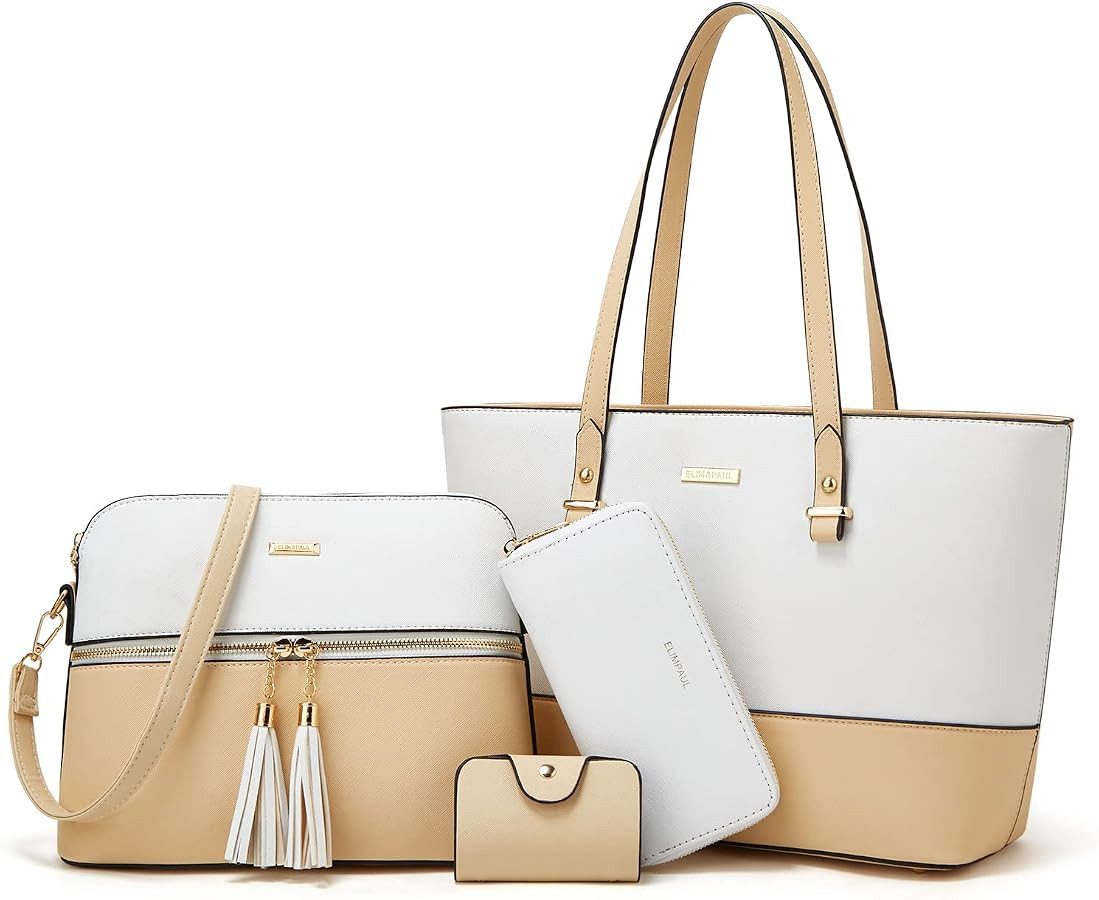 Women Fashion Handbags Wallet Tote Bag Shoulder Bag Top Handle Satchel Purse Set 4pcs | Amazon (US)