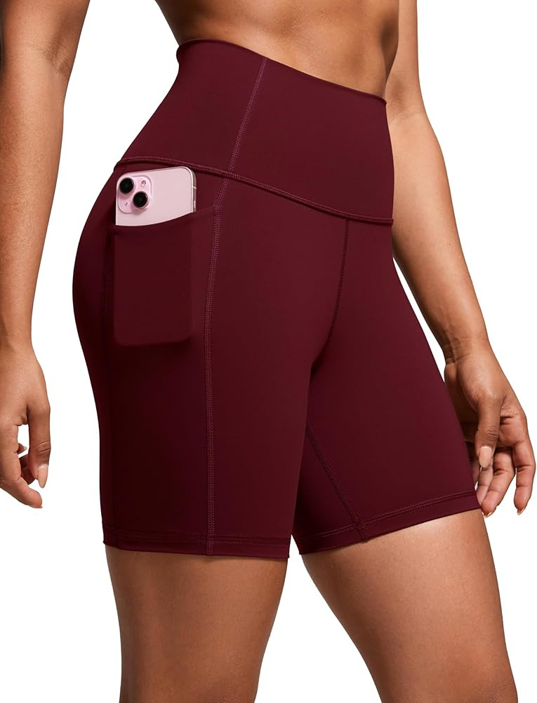 CRZ YOGA Women's Naked Feeling Biker Shorts with Pockets 6'' - High Waisted Yoga Gym Workout Span... | Amazon (US)