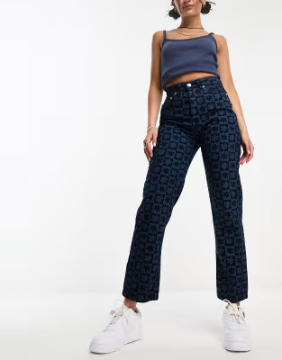 Bolongaro Trevor Montana floral printed high waist straight leg jeans in blue | ASOS (Global)