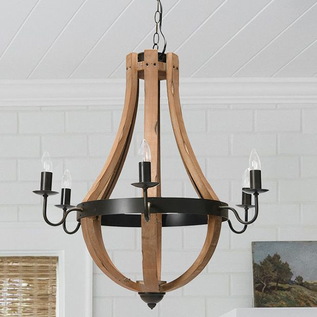 Wine Barrel 6-Arm Chandelier | Antique Farm House