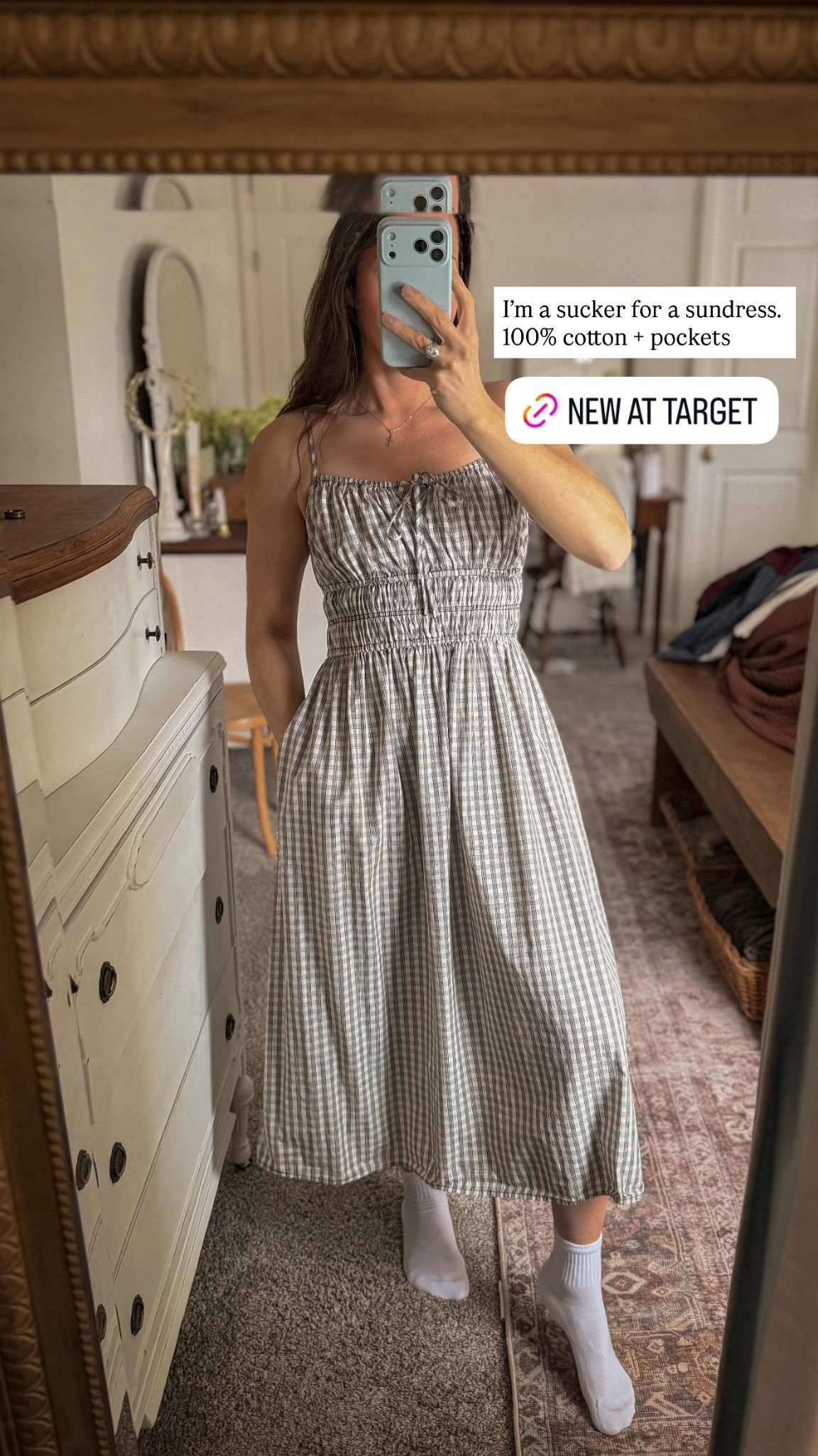 New 100% cotton dresses at Target. Has pockets and adjustable straps. 

#LTKootd