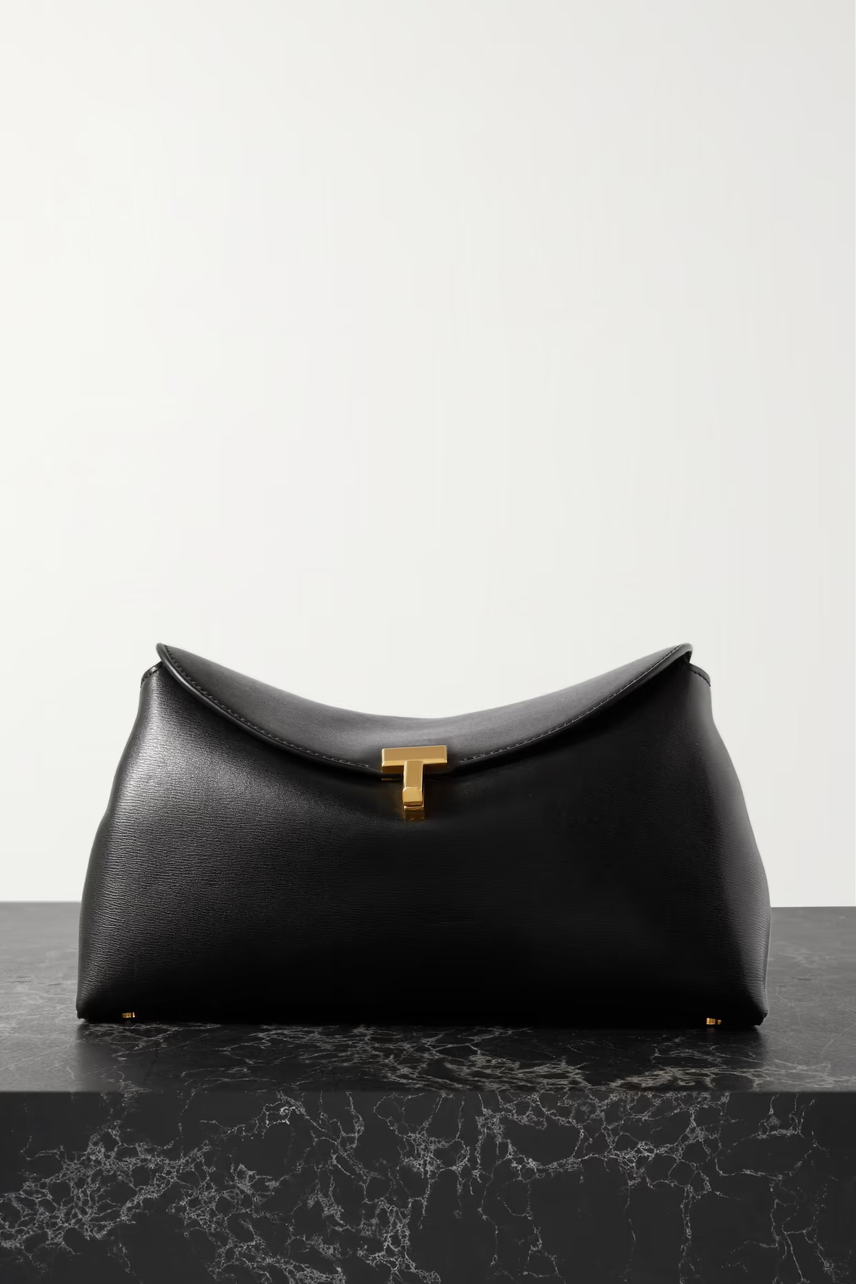 TOTEME - T-lock Leather Clutch - Black | NET-A-PORTER (US)