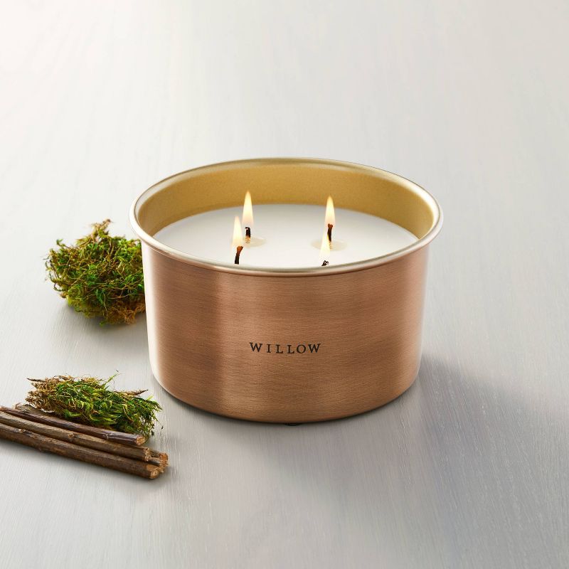20oz Willow Lidded Metal Multi-Wick Candle Brass Finish - Hearth & Hand™ with Magnolia | Target