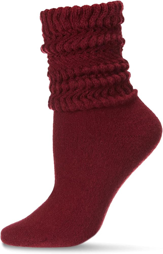 MeMoi Women's Wide Ribbed Cotton Blend Slouch Crew Socks | Amazon (US)