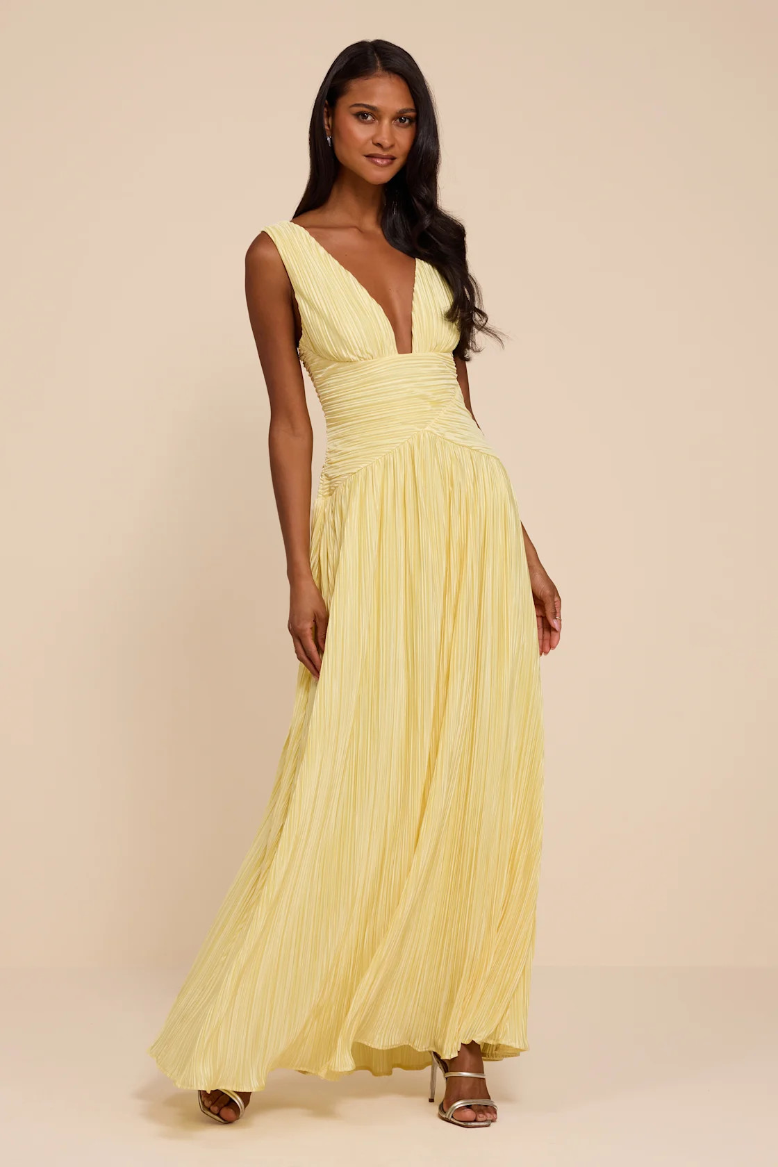 Evaluna Light Yellow Plisse Maxi Dress | Lulus