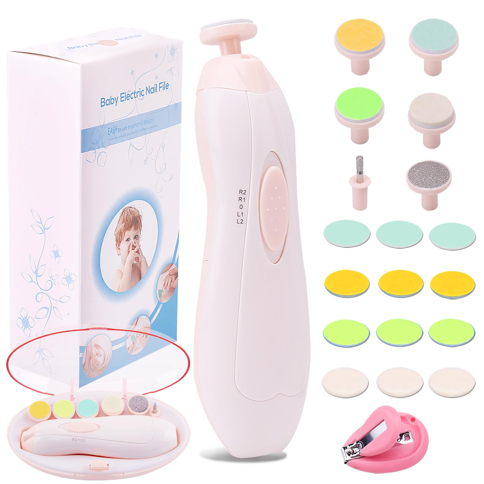 Baby Nail Trimmer Electric Nail File Baby Nail Clippers, 20 in 1 Safe Nail Filer Grinder Kit for ... | Amazon (US)