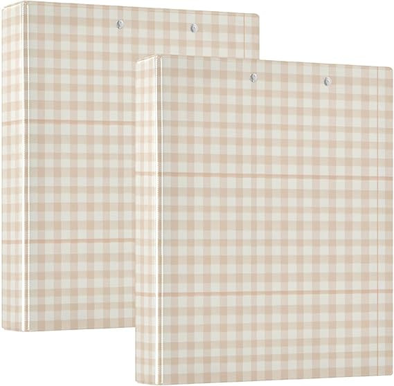 FRODOTGV Brown Gingham 1.5"" Binders Three Rings Notebook Binders with Pocket Cover 1/2 Pack of B... | Amazon (US)