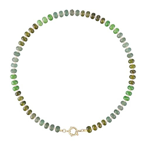 LALAPPLE Colorful Beaded Gemstone Necklace for Women, Boho Rainbow Bead Choker with Natural Stone Crystal Beads, Handmade Summer Beach Necklace Jewelry | Amazon (US)