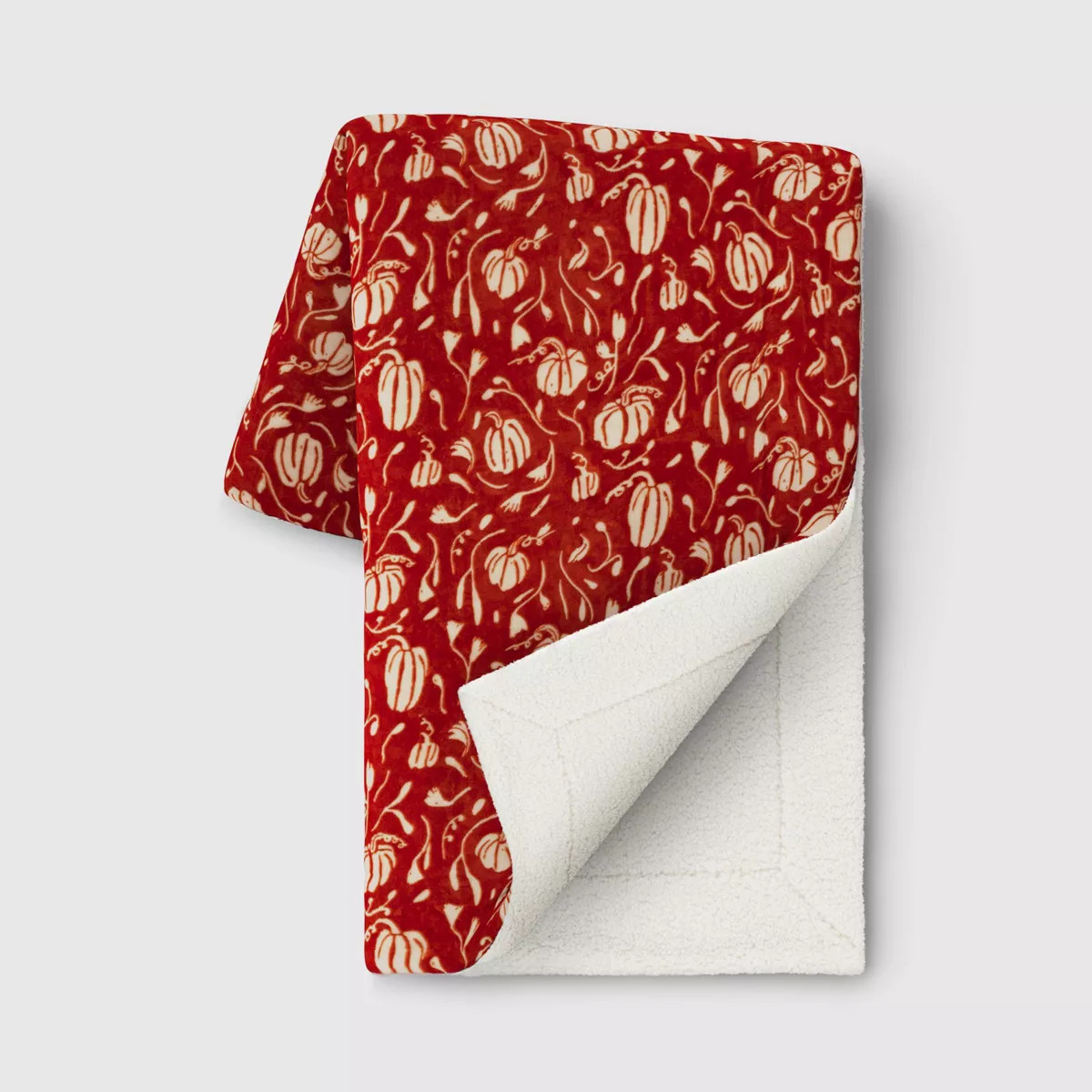 Mini Pumpkin Printed Plush with Shearling Reverse Throw Blanket - Threshold™ | Target