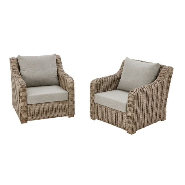 Better Homes & Gardens Bellamy 2-Pack Outdoor Club Lounge Chairs Gray Cushions with Patio Cover -... | Walmart (US)