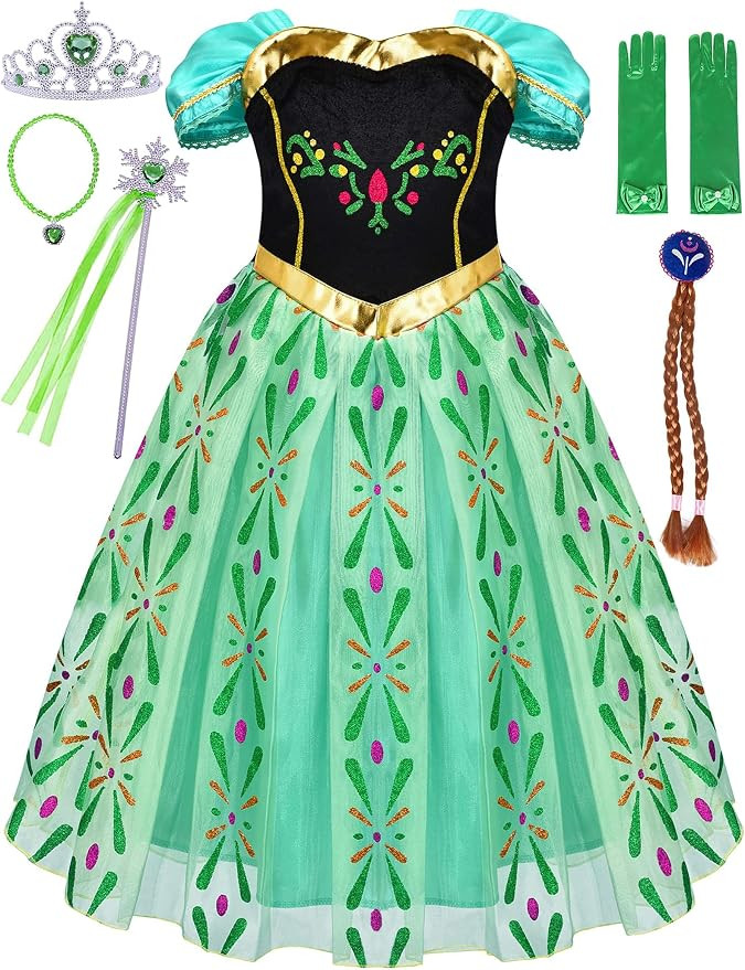 Anna Dress For Girls Frozen Princess Costumes Halloween Christmas Birthday Party Dress Up Clothes... | Amazon (US)
