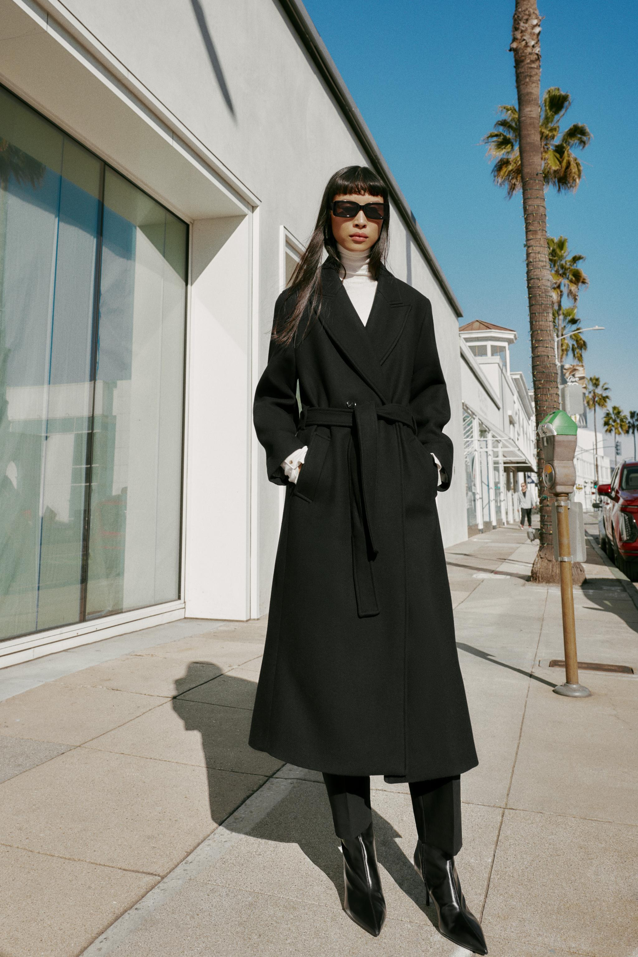 LONG BELTED WOOL COAT | Zara US