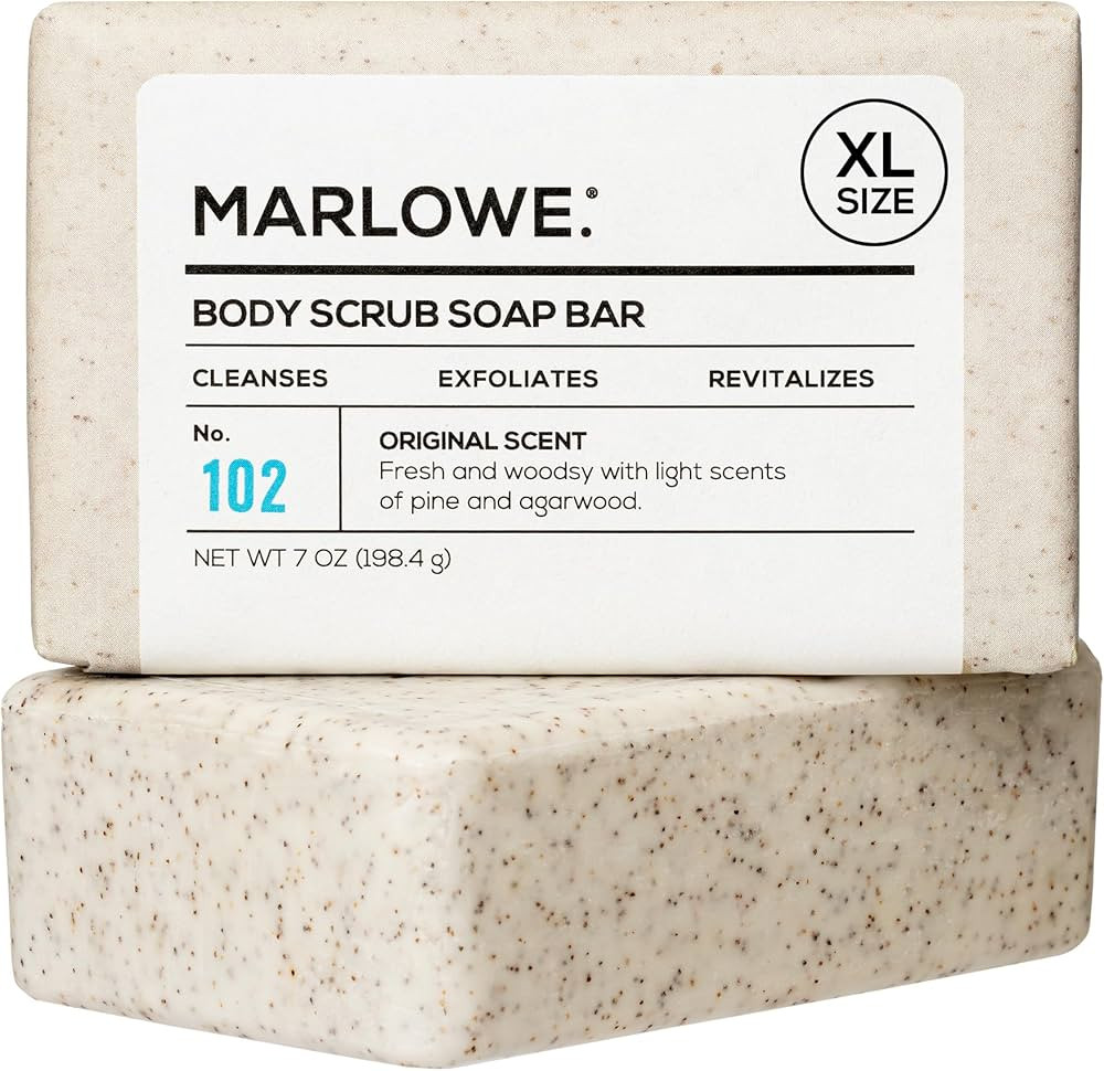 MARLOWE. No. 102 Body Scrub Soap 7 oz, Exfoliating Soap Bar with Shea Butter, Olive Oil & Green T... | Amazon (US)