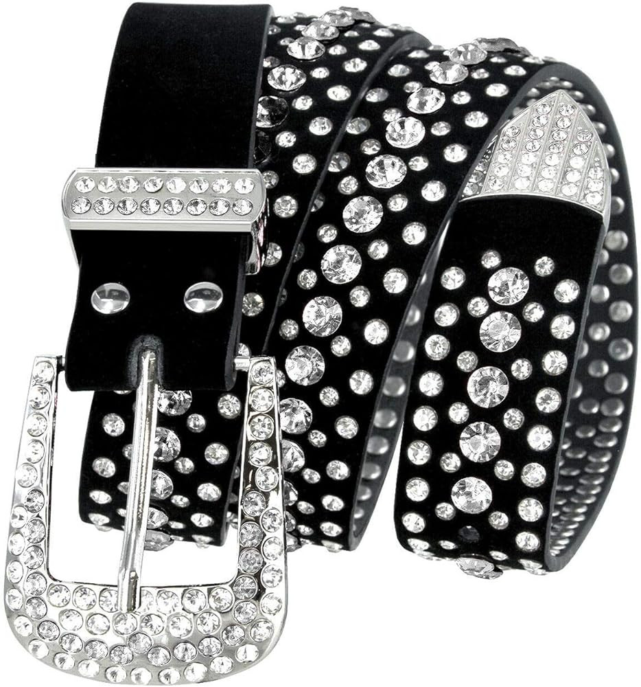 Western Rhinestone Belt Fashion Cowgirl Cowboy Bling Studded Design Suede Leather Belt 1-1/4"(32m... | Amazon (US)