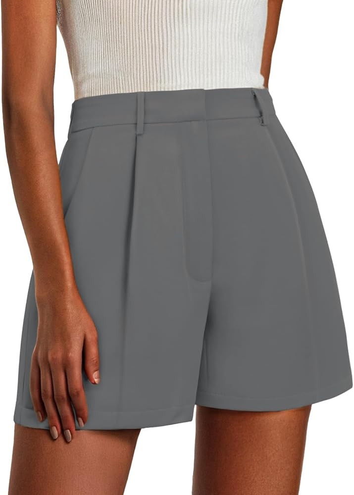 Feiersi Womens Shorts Dressy Casual Elastic Waisted Tailored Work Shorts with Pockets | Amazon (US)