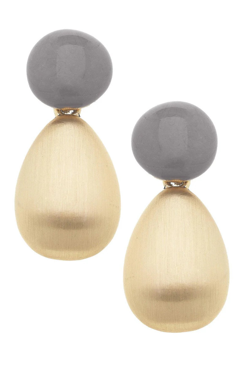 Mallory Marbled Resin Teardrop Earrings in Grey | CANVAS