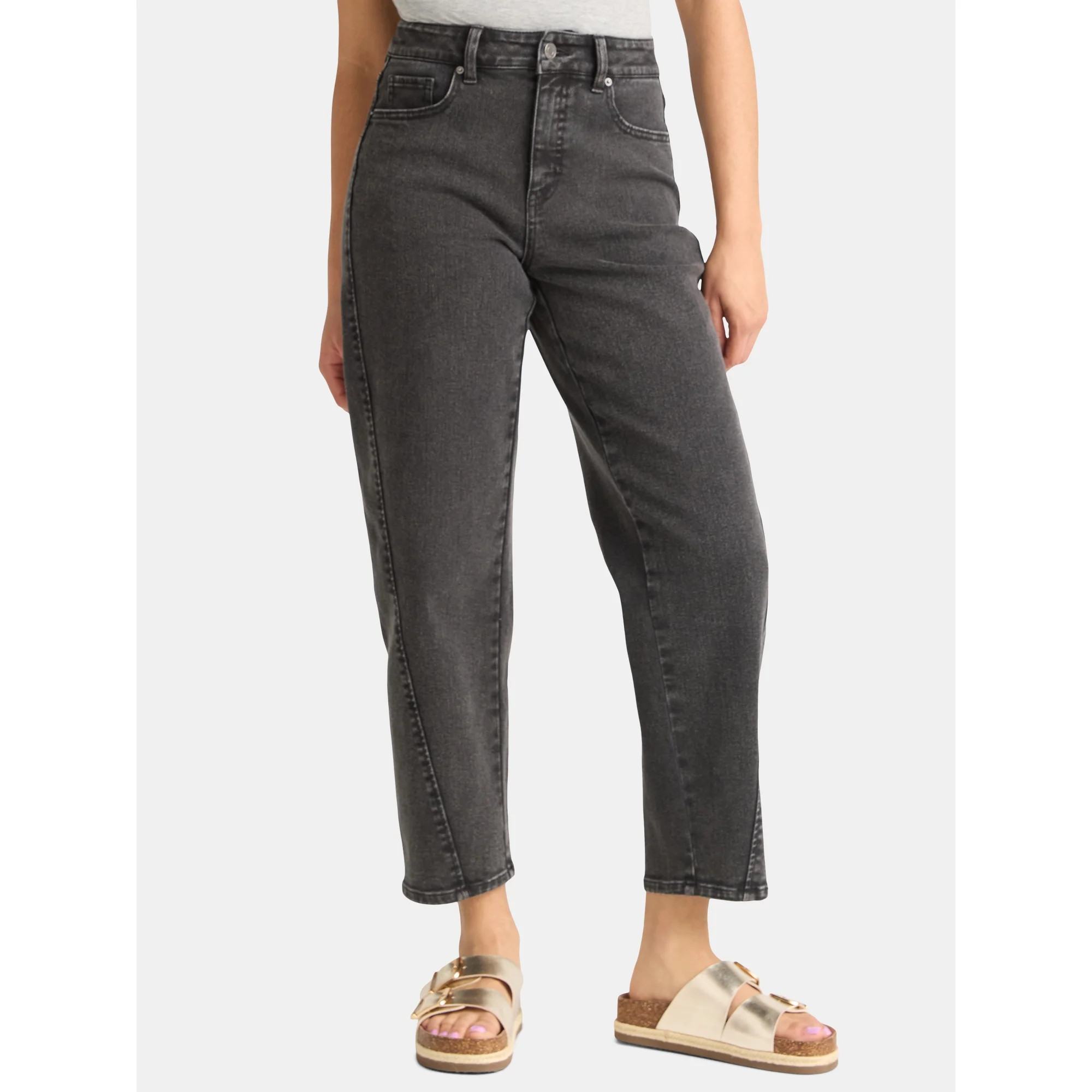 Time and Tru Women's High Rise Barrel Jeans, 26.5" Inseam, Sizes 0-20 | Walmart (US)