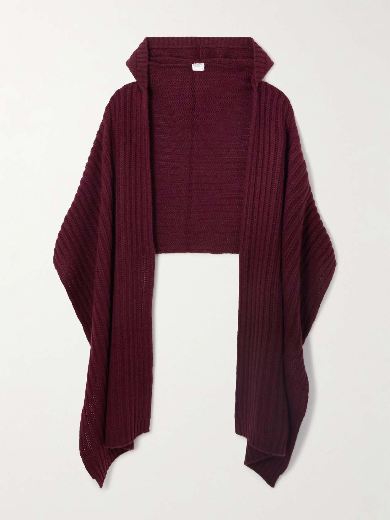 Brunello Cucinelli - Hooded Ribbed Cashmere Scarf - Burgundy | NET-A-PORTER (US)