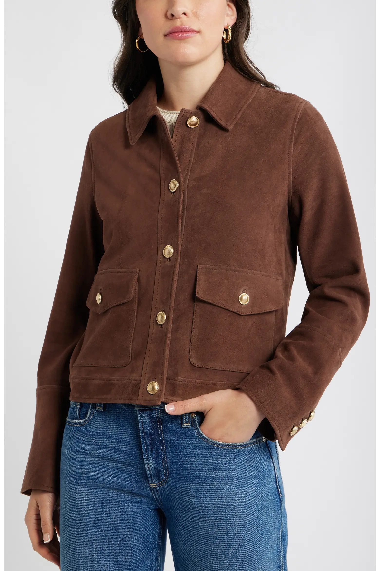 Button Front Suede Jacket (Women) | Nordstrom | Nordstrom